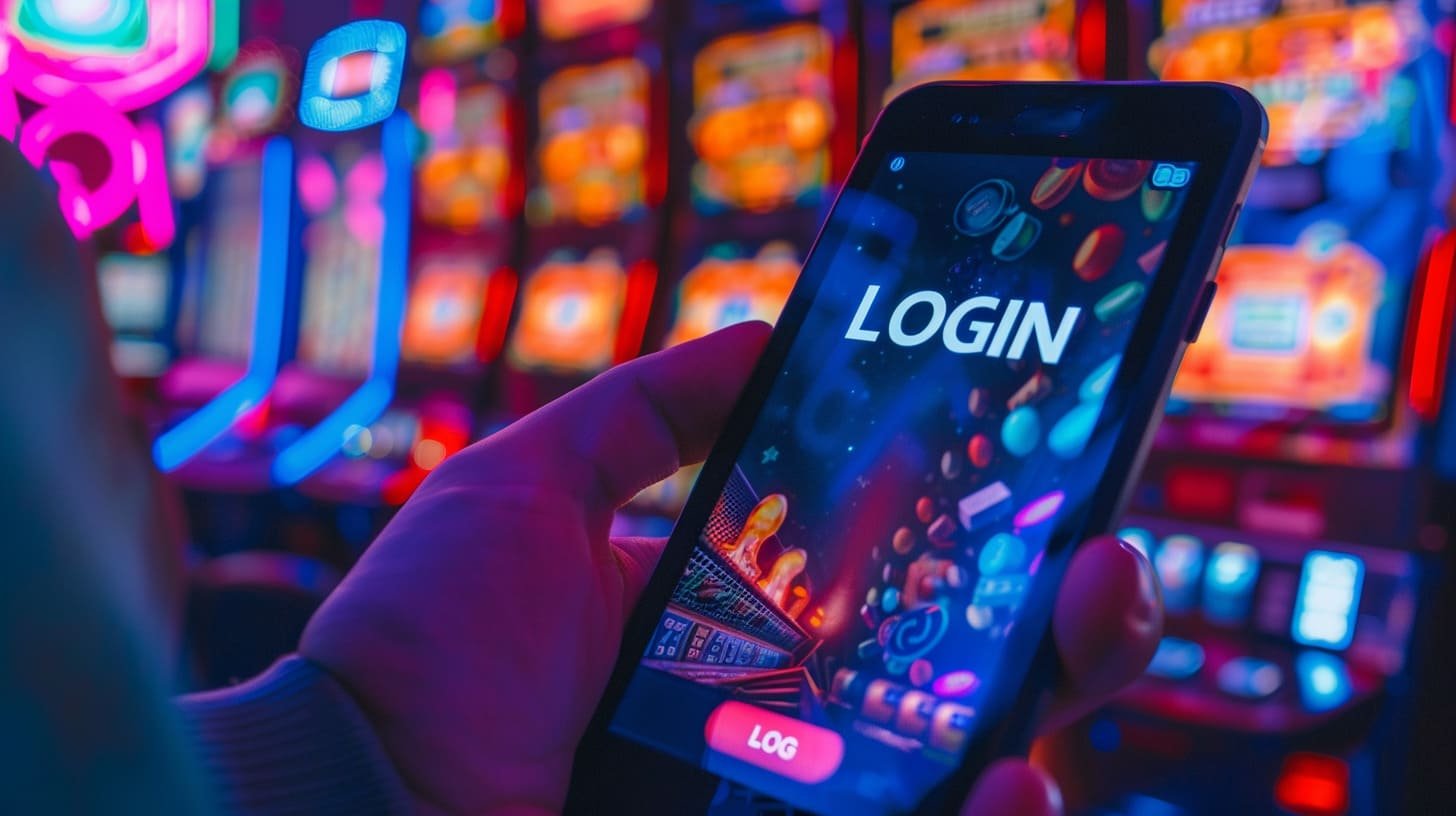 Pengguna bermain taruhan sportsbok dan kasino online melalui perangkat mobile dengan antarmuka mudah